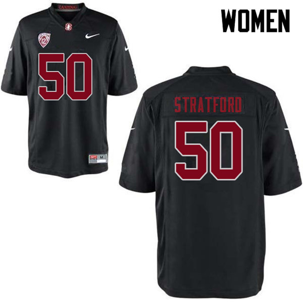 Women #50 Trey Stratford Stanford Cardinal College Football Jerseys Sale-Black